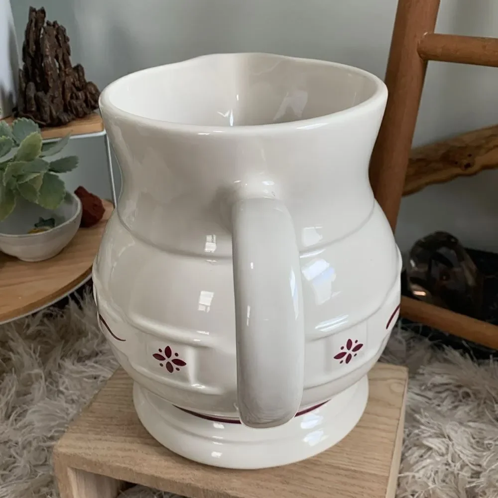 Longaberger‎ Pottery 32 oz. Pitcher Woven Traditions Heritage Red Accent Design